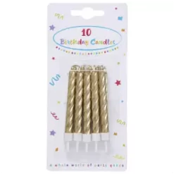 Birthday Tårtljus Guld 10-p
