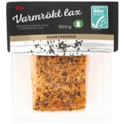 ICA Varmrökt Lax I Bit Peppar ASC 300g
