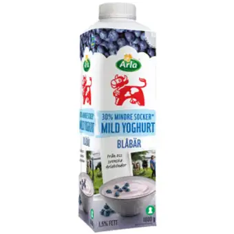 Arla Ko Yoghurt Mild Blåbär 1,5% Lättsockrad 1000g 3 Arla Ko Yoghurt Mild Blåbär 1,5% Lättsockrad 1000g