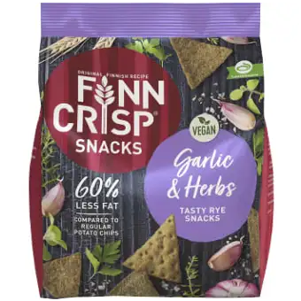 Finn Crisp Snacks Garlic & Herbs 150g 3 Finn Crisp Snacks Garlic & Herbs 150g