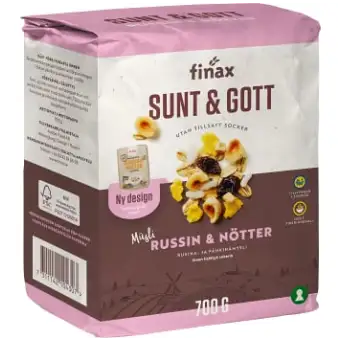 Finax Müsli Sunt & Gott Russin & Nötter 700g 3 Finax Müsli Sunt & Gott Russin & Nötter 700g